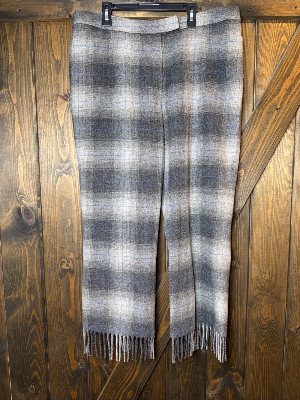 VTG Escada Sport Windowpane Plaid Fringe Pants Preppy Cabincore Old Money